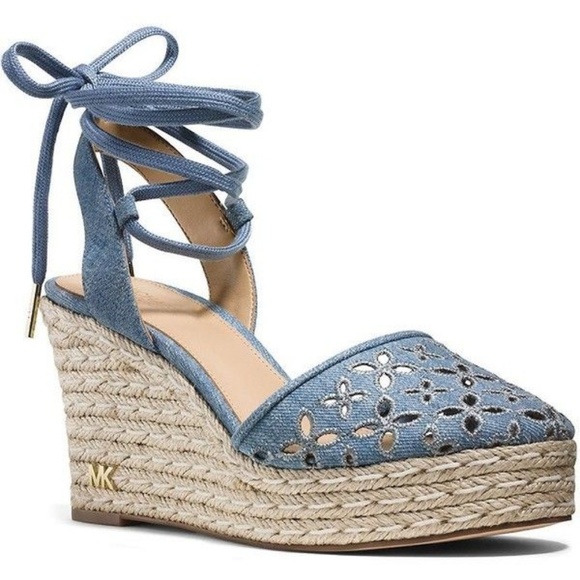 michael kors denim wedge sandals